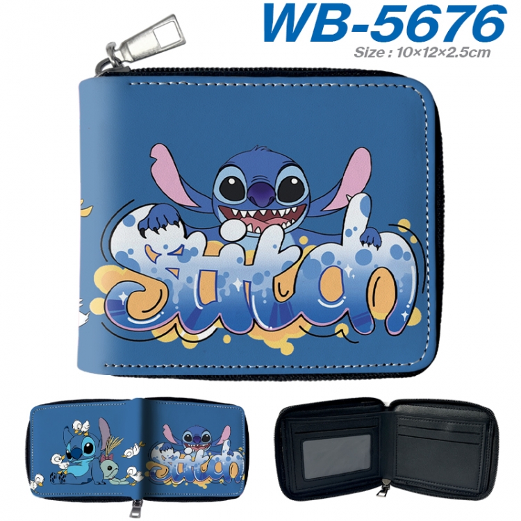 Lilo & Stitch Anime color short full zip folding wallet 10x12x2.5cm