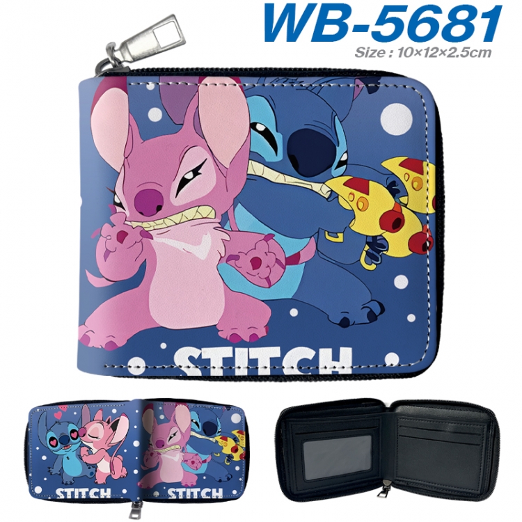 Lilo & Stitch Anime color short full zip folding wallet 10x12x2.5cm