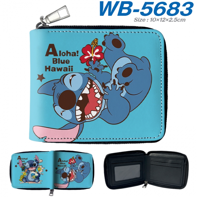 Lilo & Stitch Anime color short full zip folding wallet 10x12x2.5cm