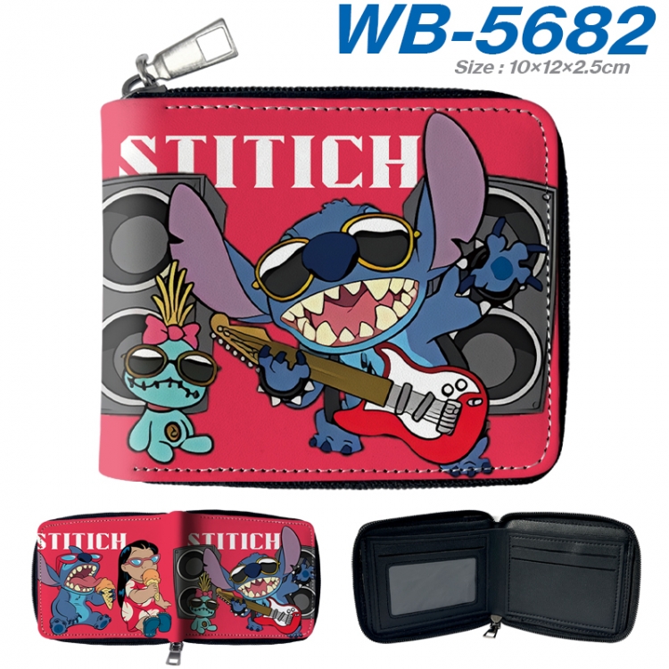 Lilo & Stitch Anime color short full zip folding wallet 10x12x2.5cm