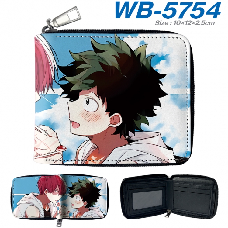 My Hero Academia Anime color short full zip folding wallet 10x12x2.5cm WB-5754