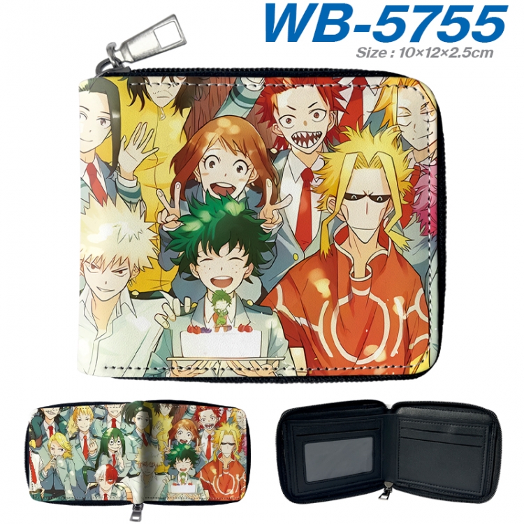 My Hero Academia Anime color short full zip folding wallet 10x12x2.5cm WB-5755