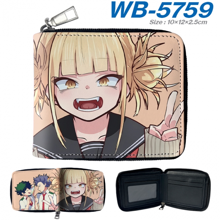 My Hero Academia Anime color short full zip folding wallet 10x12x2.5cm WB-5759