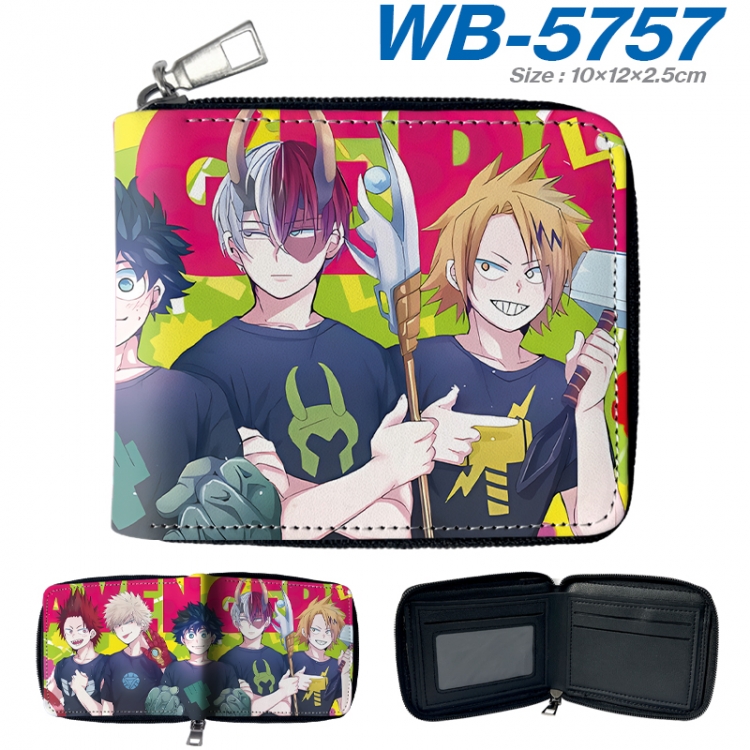 My Hero Academia Anime color short full zip folding wallet 10x12x2.5cm WB-5757