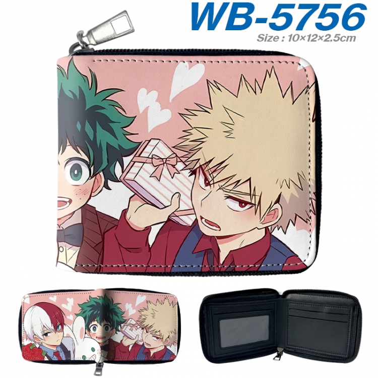 My Hero Academia Anime color short full zip folding wallet 10x12x2.5cm  WB-5756