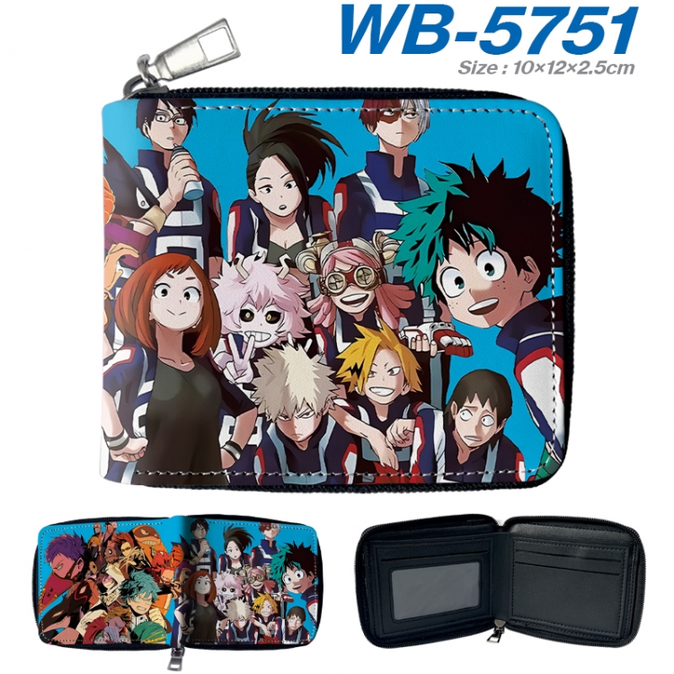 My Hero Academia Anime color short full zip folding wallet 10x12x2.5cm WB-5751