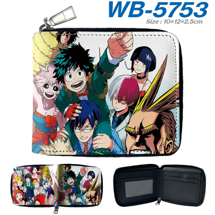 My Hero Academia Anime color short full zip folding wallet 10x12x2.5cm WB-5753