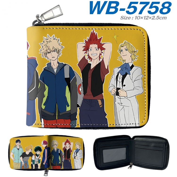 My Hero Academia Anime color short full zip folding wallet 10x12x2.5cm  WB-5758