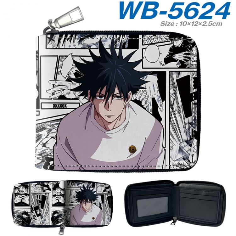 Jujutsu Kaisen Anime color short full zip folding wallet 10x12x2.5cm  WB-5624