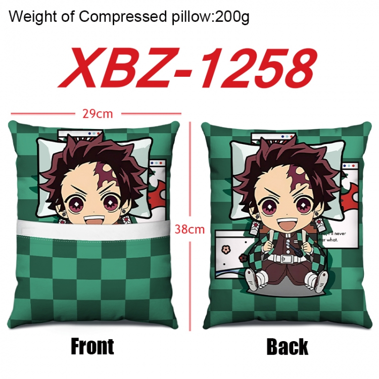 Demon Slayer Kimets Anime Square Crystal Velvet Pillow 29X38cm XBZ-1258