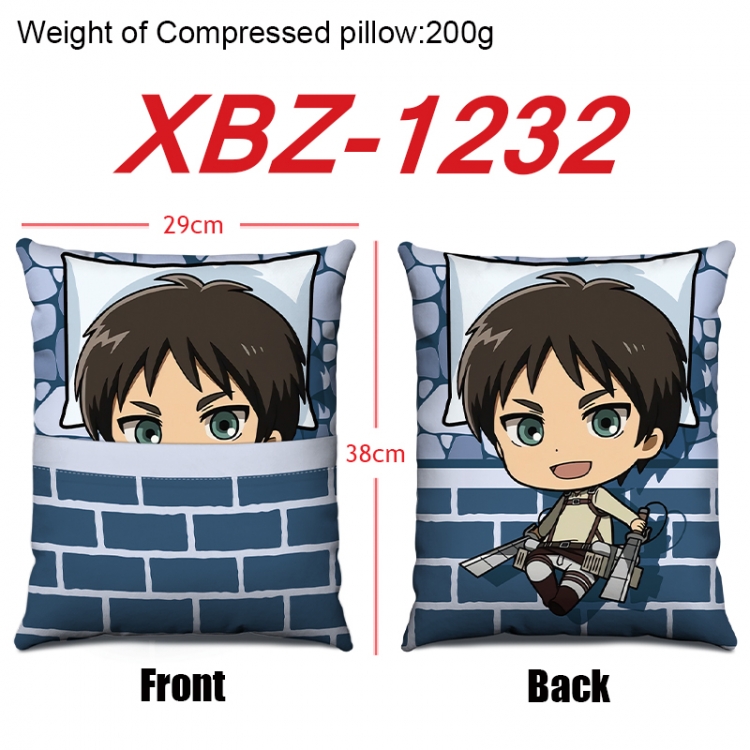 Shingeki no Kyojin Anime Square Crystal Velvet Pillow 29X38cm XBZ-1232