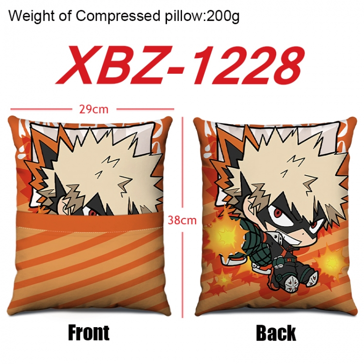 My Hero Academia Anime Square Crystal Velvet Pillow 29X38cm XBZ-1228