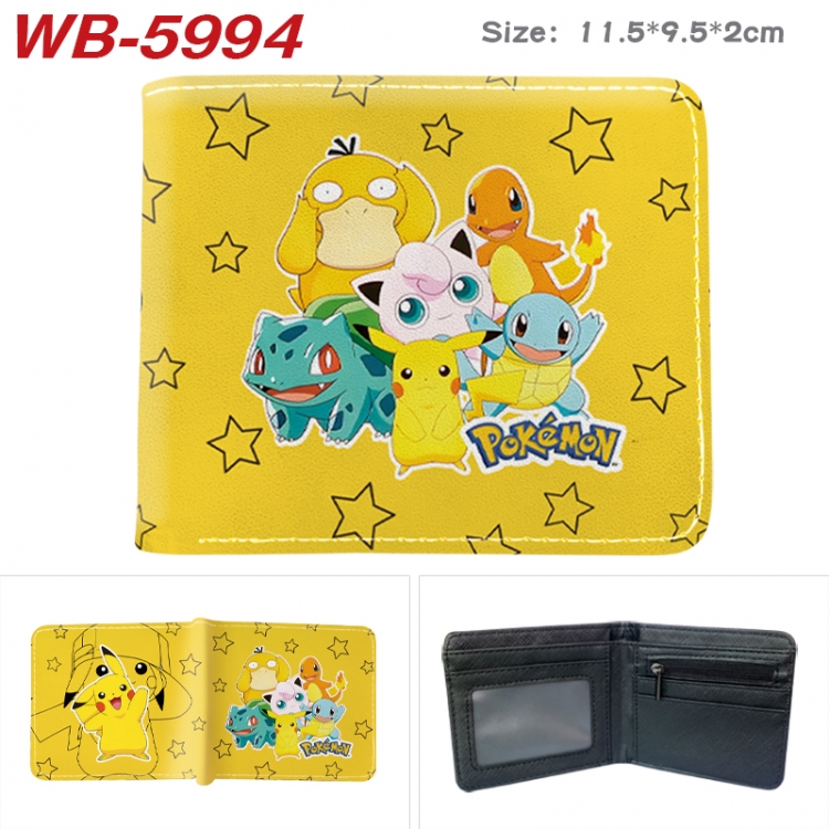 Pokemon Animation color PU leather half fold wallet 11.5X9X2CM WB-5994