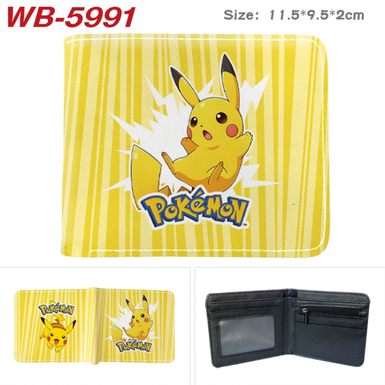 Pokemon Animation color PU leather half fold wallet 11.5X9X2CM WB-5991