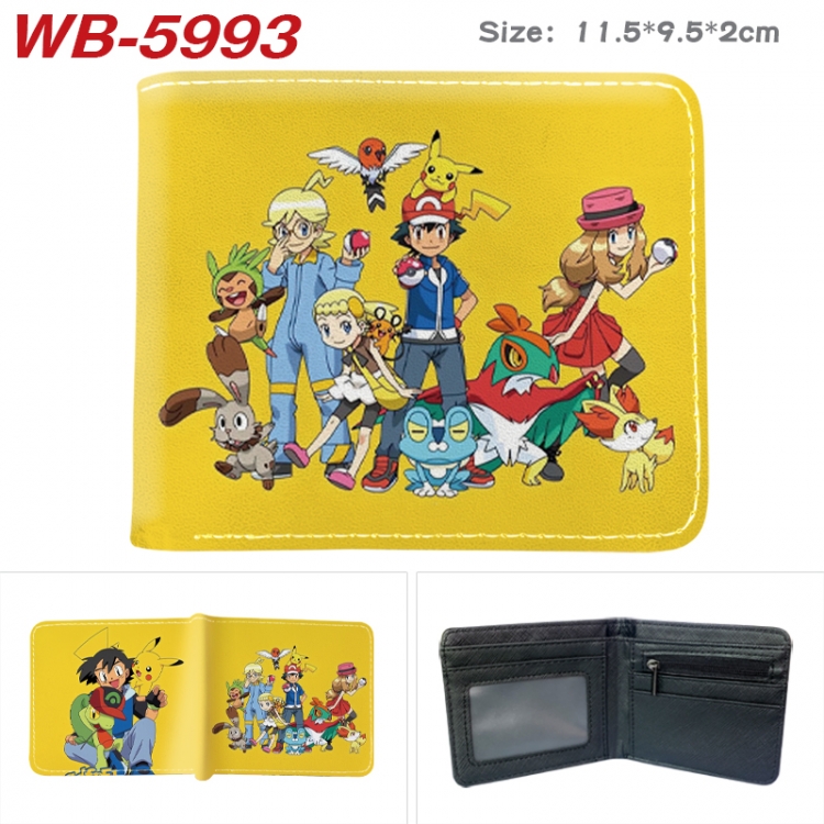 Pokemon Animation color PU leather half fold wallet 11.5X9X2CM WB-5993