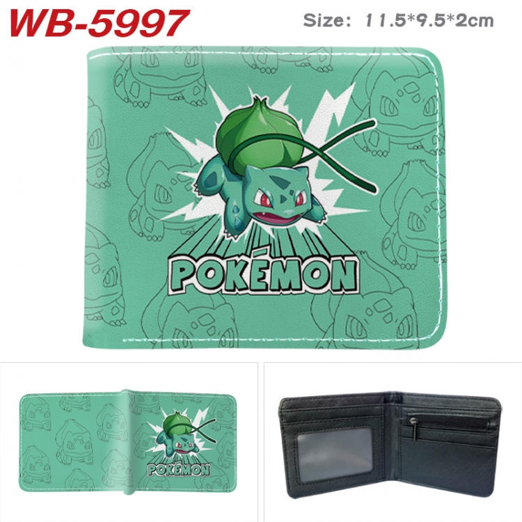 Pokemon Animation color PU leather half fold wallet 11.5X9X2CM  WB-5997