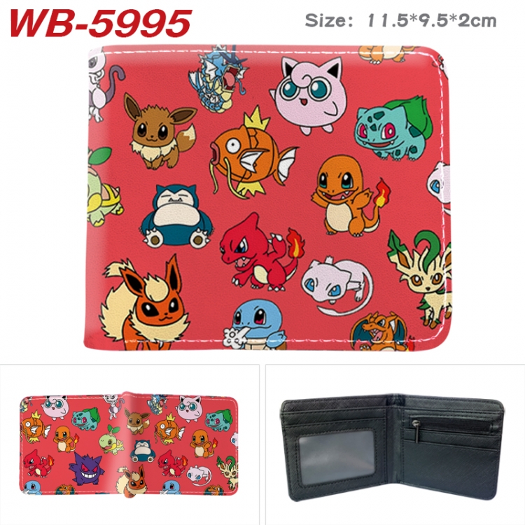 Pokemon Animation color PU leather half fold wallet 11.5X9X2CM  WB-5995