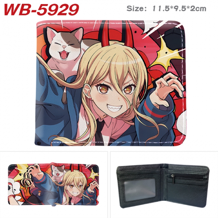 Chainsaw man Animation color PU leather half fold wallet 11.5X9X2CM  WB-5929