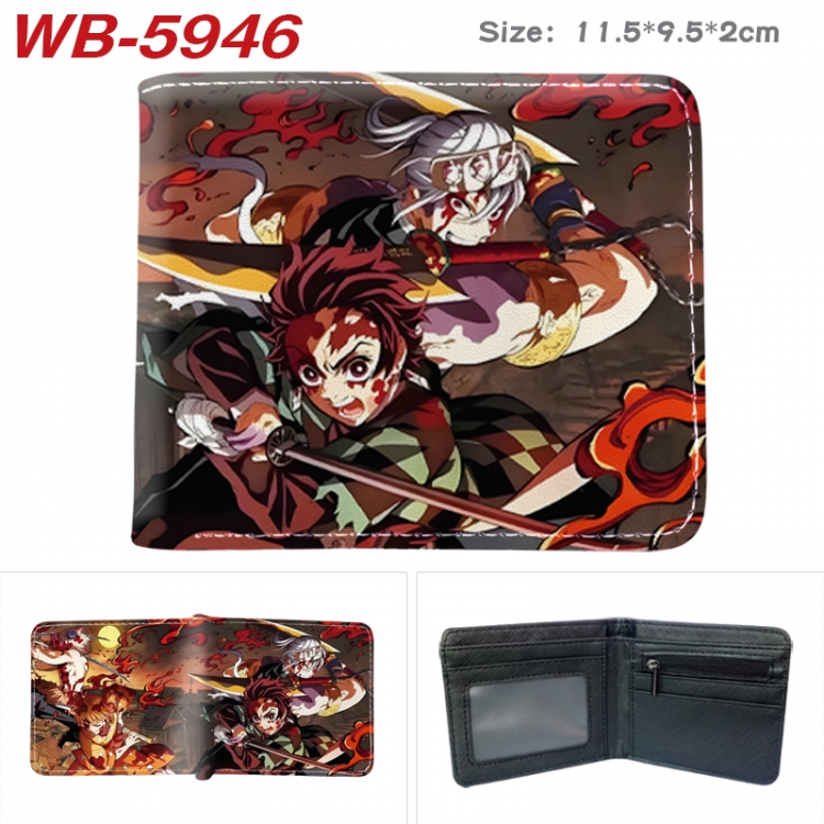 Demon Slayer Kimets Animation color PU leather half fold wallet 11.5X9X2CM WB-5946