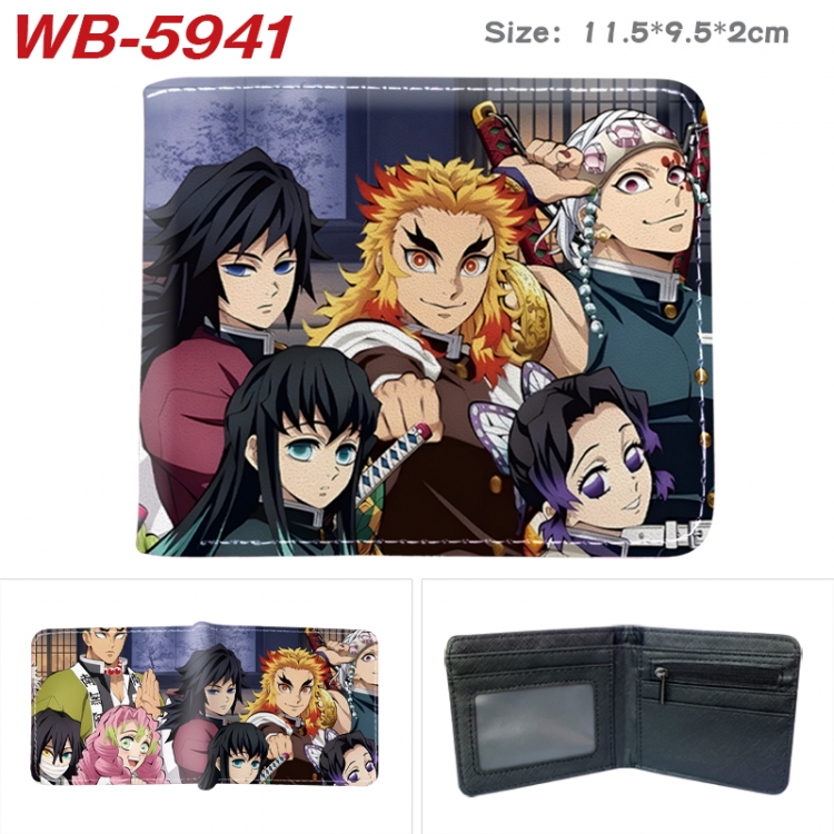 Demon Slayer Kimets Animation color PU leather half fold wallet 11.5X9X2CM WB-5941