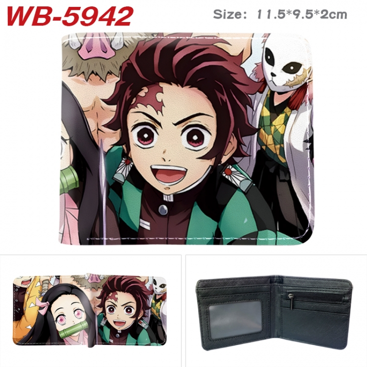 Demon Slayer Kimets Animation color PU leather half fold wallet 11.5X9X2CM WB-5942