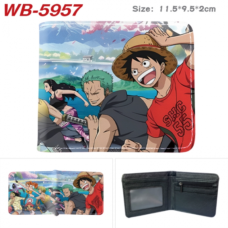 One Piece Animation color PU leather half fold wallet 11.5X9X2CM WB-5957