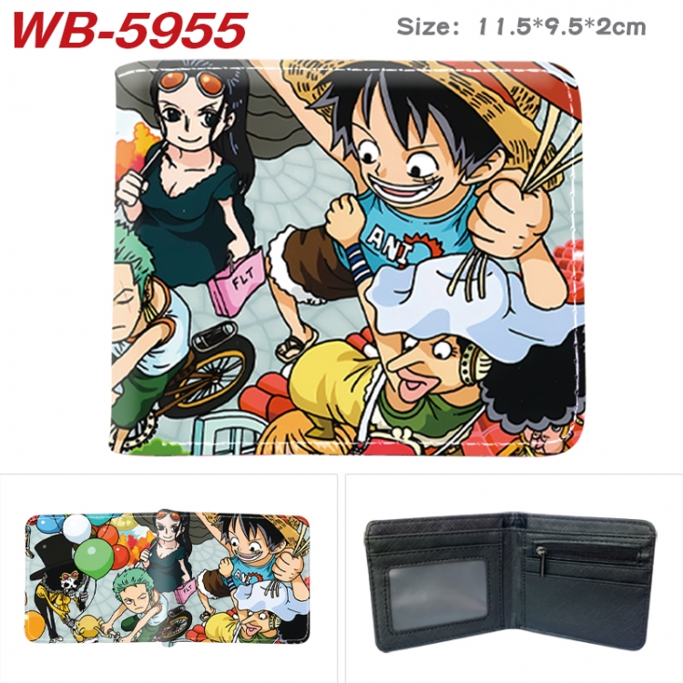 One Piece Animation color PU leather half fold wallet 11.5X9X2CM WB-5955