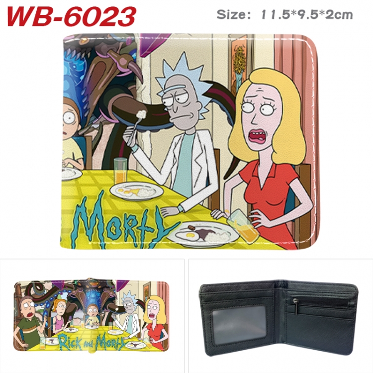 Rick and Morty Animation color PU leather half fold wallet 11.5X9X2CM WB-6023