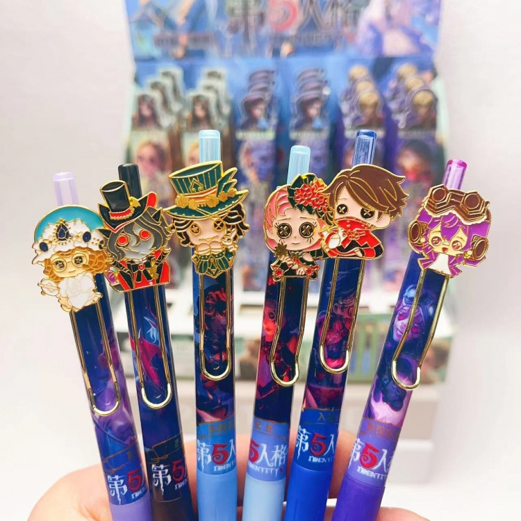 Identity V Metal Patch Anime Blind Box Pen Neutral Pen 0.5mm Student Black Water Pen a set of 24