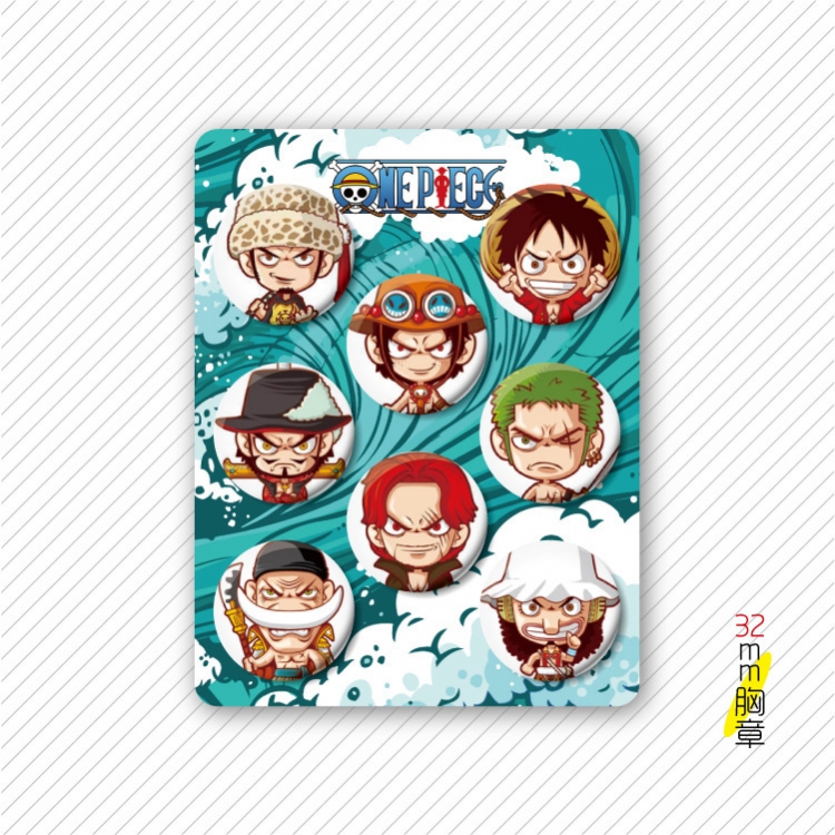 One Piece Anime cartoon tinplate set combination chest badge brooch 32mm a set of 8 price for 5 set