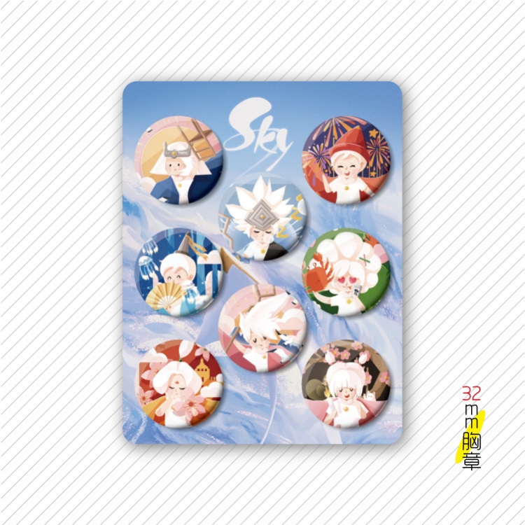 sky light Anime cartoon tinplate set combination chest badge brooch 32mm a set of 8 price for 5 set