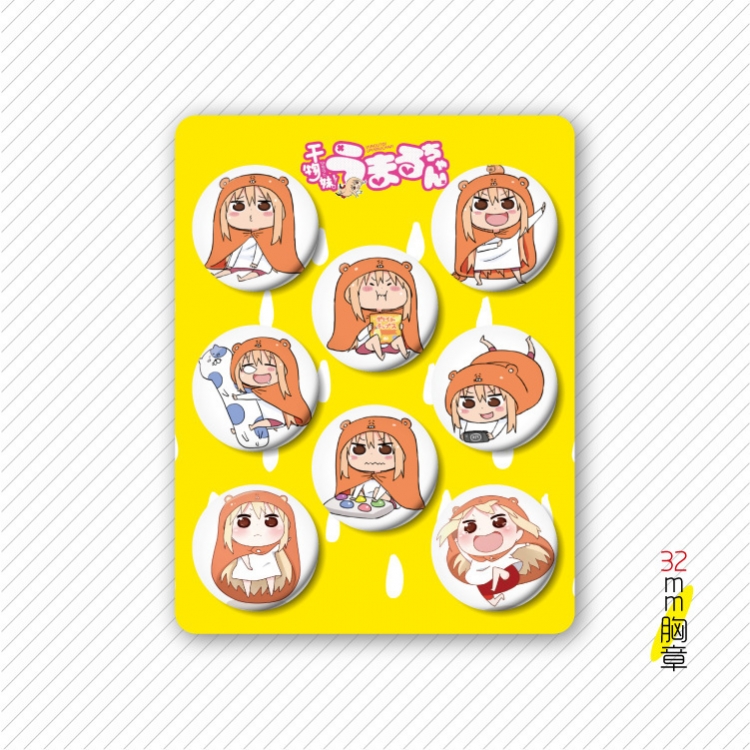 Himouto! Umaru-chan Anime cartoon tinplate set combination chest badge brooch 32mm a set of 8 price for 5 set