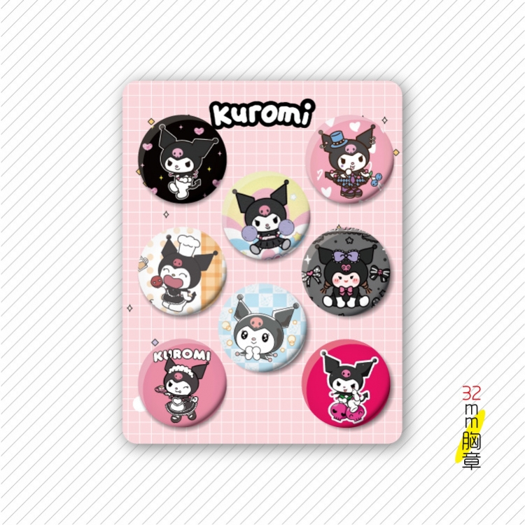 Kuromi Anime cartoon tinplate set combination chest badge brooch 32mm a set of 8 price for 5 set