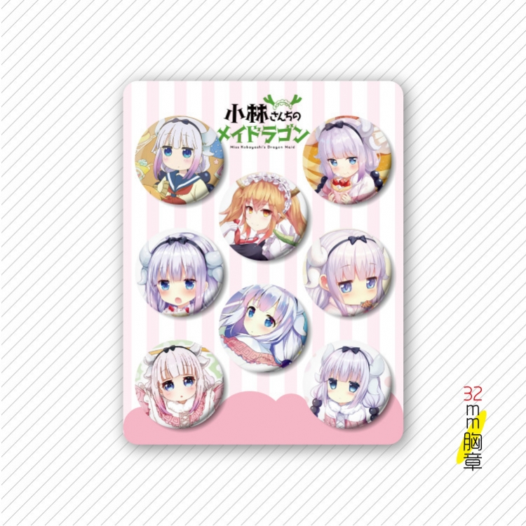 Miss Kobayashis Dragon Maid Anime cartoon tinplate set combination chest badge brooch 32mm a set of 8 price for 5 set