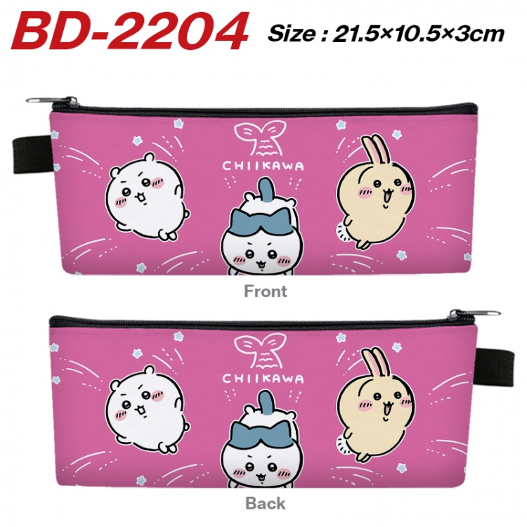 Chiikawa Anime PU Leather Zipper Pencil Case Stationery Box 21.5X10.5X3CM  BD-2204