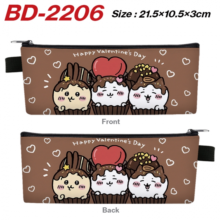 Chiikawa Anime PU Leather Zipper Pencil Case Stationery Box 21.5X10.5X3CM BD-2206