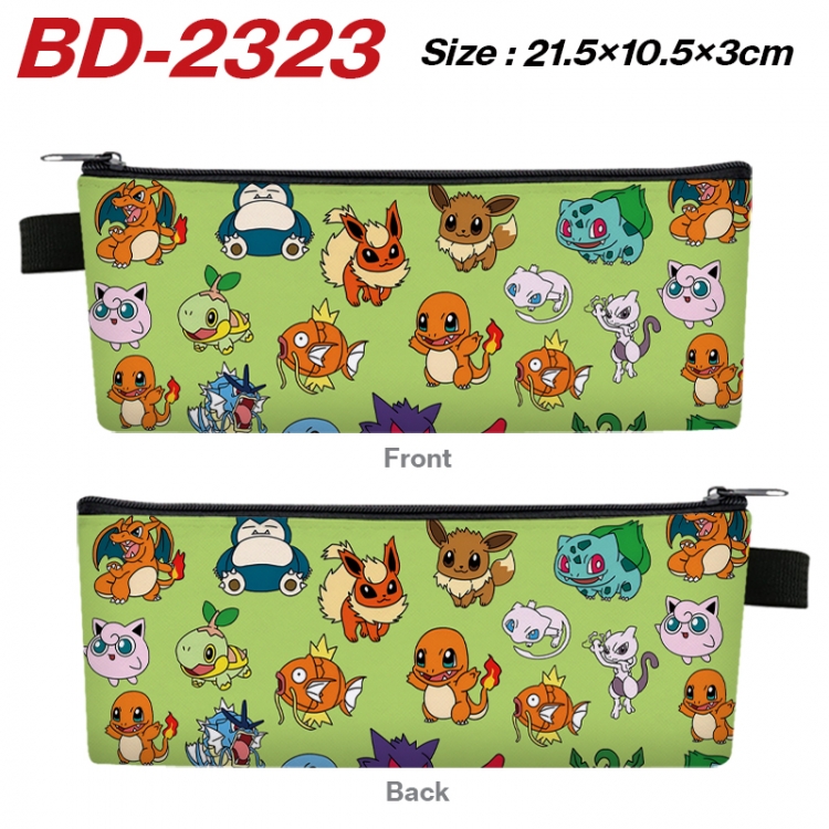 Pokemon Anime PU Leather Zipper Pencil Case Stationery Box 21.5X10.5X3CM  BD-2323