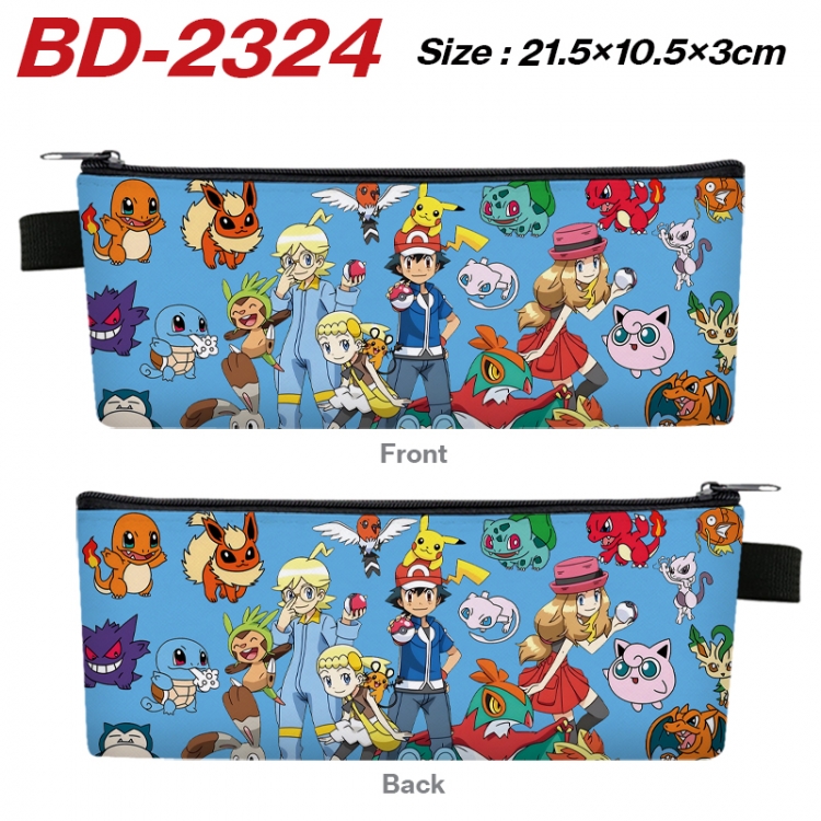 Pokemon Anime PU Leather Zipper Pencil Case Stationery Box 21.5X10.5X3CM BD-2324   BD-2324