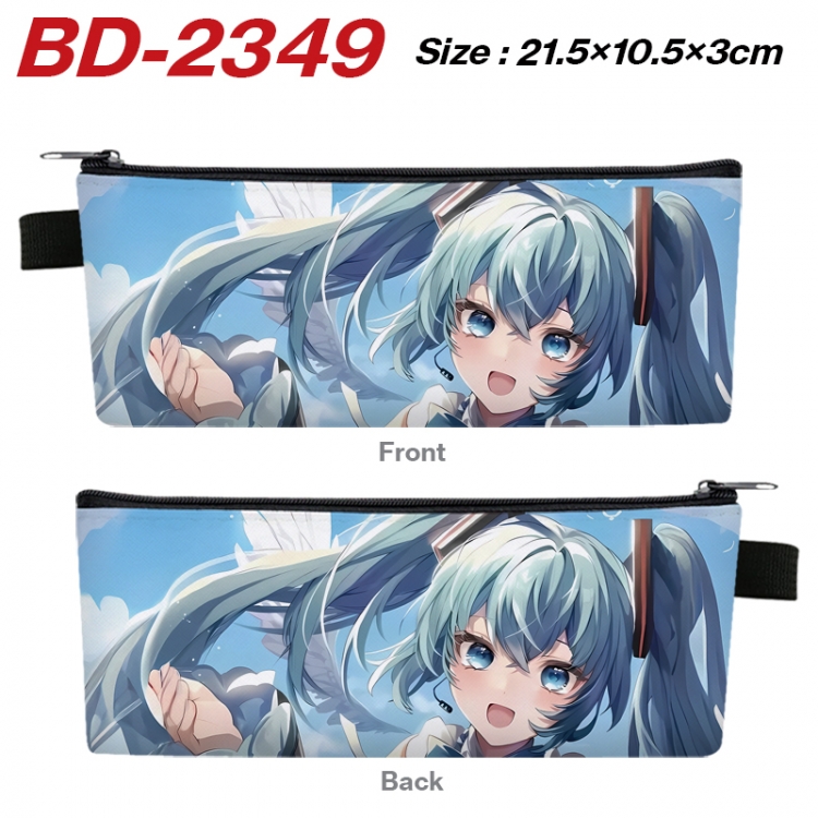 Hatsune Miku Anime PU Leather Zipper Pencil Case Stationery Box 21.5X10.5X3CM 