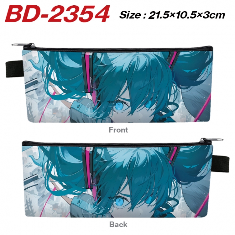 Hatsune Miku Anime PU Leather Zipper Pencil Case Stationery Box 21.5X10.5X3CM 