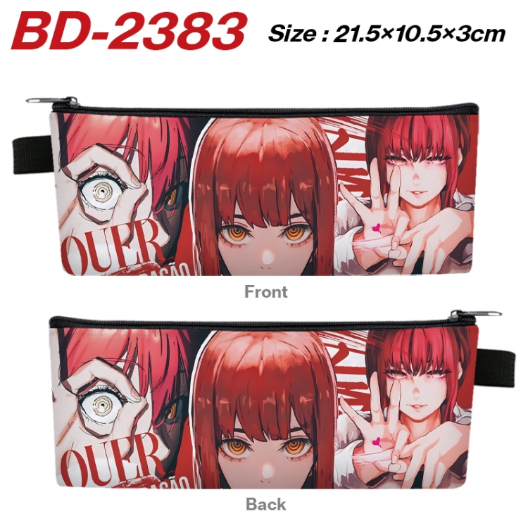 Chainsaw man Anime PU Leather Zipper Pencil Case Stationery Box 21.5X10.5X3CM BD-2383