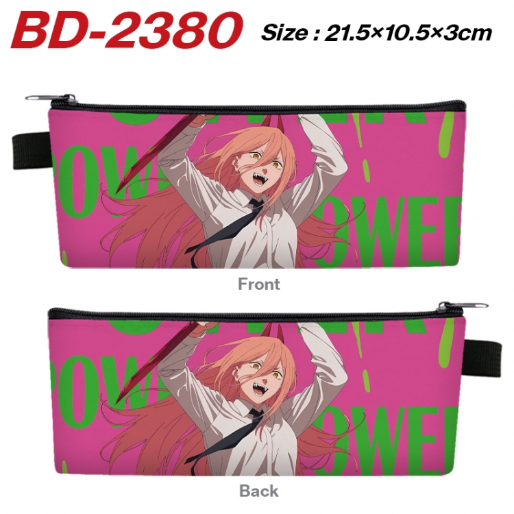 Chainsaw man Anime PU Leather Zipper Pencil Case Stationery Box 21.5X10.5X3CM  BD-2380