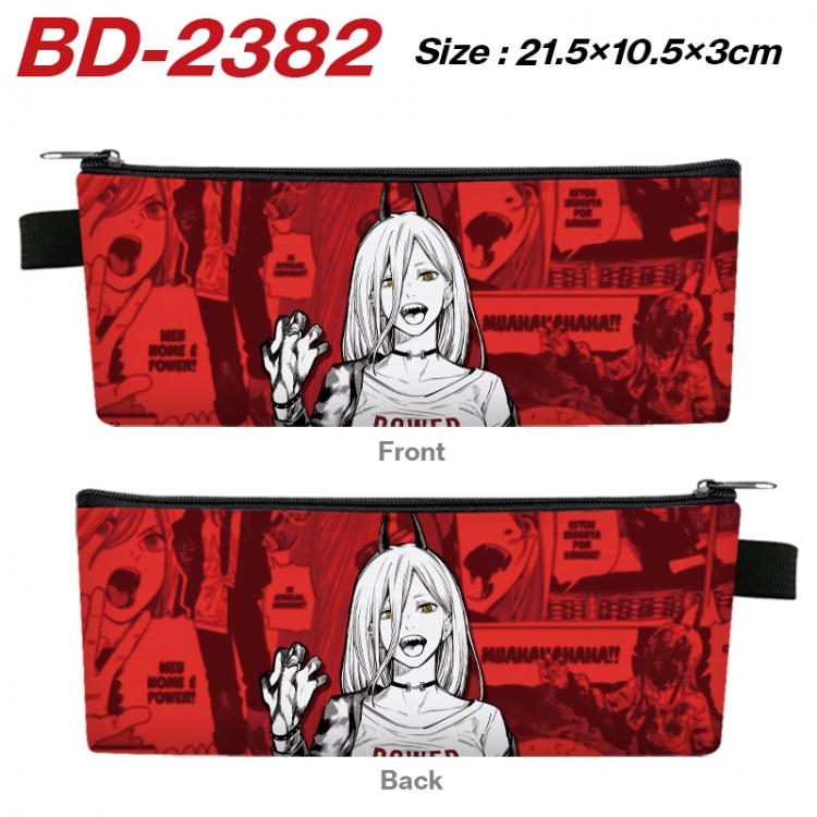 Chainsaw man Anime PU Leather Zipper Pencil Case Stationery Box 21.5X10.5X3CM  BD-2382