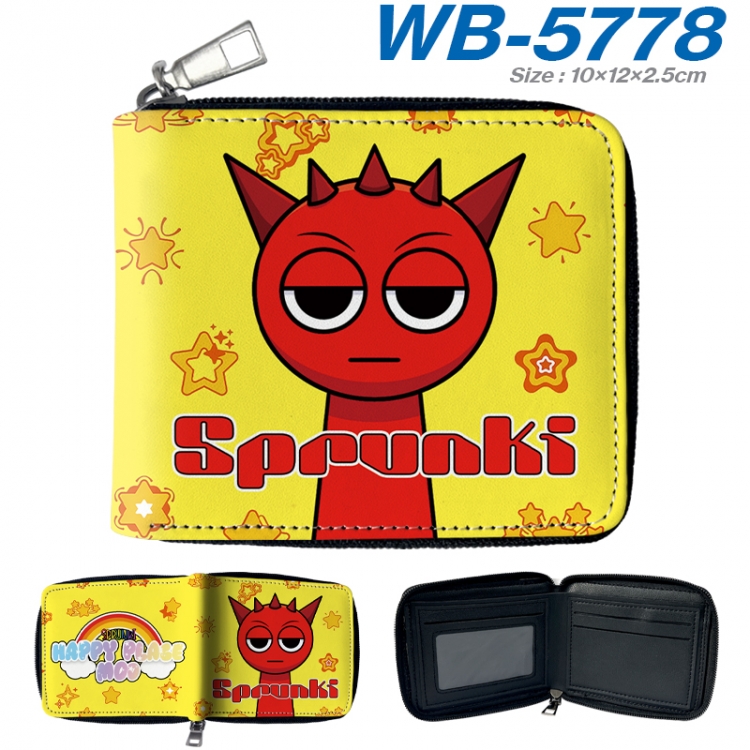 Sprunki Anime color short full zip folding wallet 10x12x2.5cm WB-5778