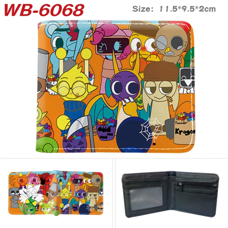 Sprunki Animation color PU leather half fold wallet 11.5X9X2CM WB-6068