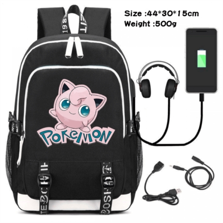 Pokemon Game Canvas Backpack Waterproof School Bag 44X30X15CM 500G