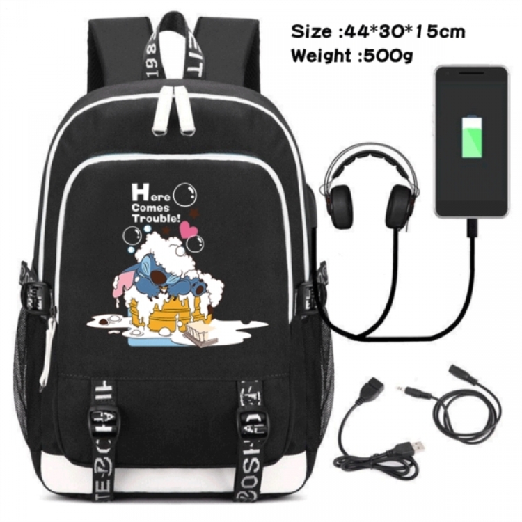 Lilo & Stitch Game Canvas Backpack Waterproof School Bag 44X30X15CM 500G