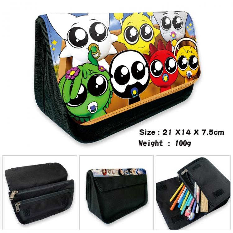 Sprunki Anime Velcro canvas zipper pencil case Pencil Bag 21x14x7.5cm