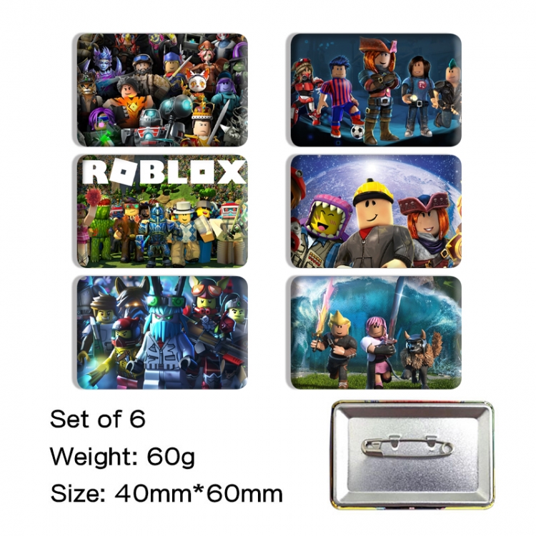 Roblox Anime square tinplate badge chest badge 4X6CM a set of 6