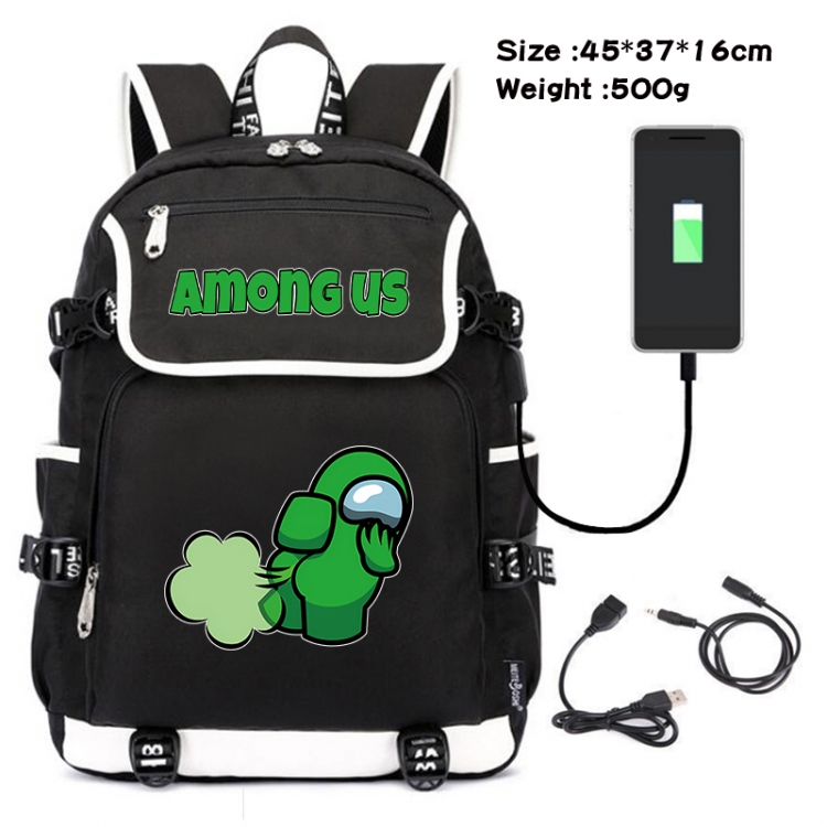 among us Anime Flip Data Cable USB Backpack School Bag 45X37X16CM